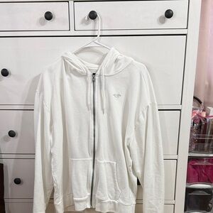 Hollister White Zip-Up Hoodie